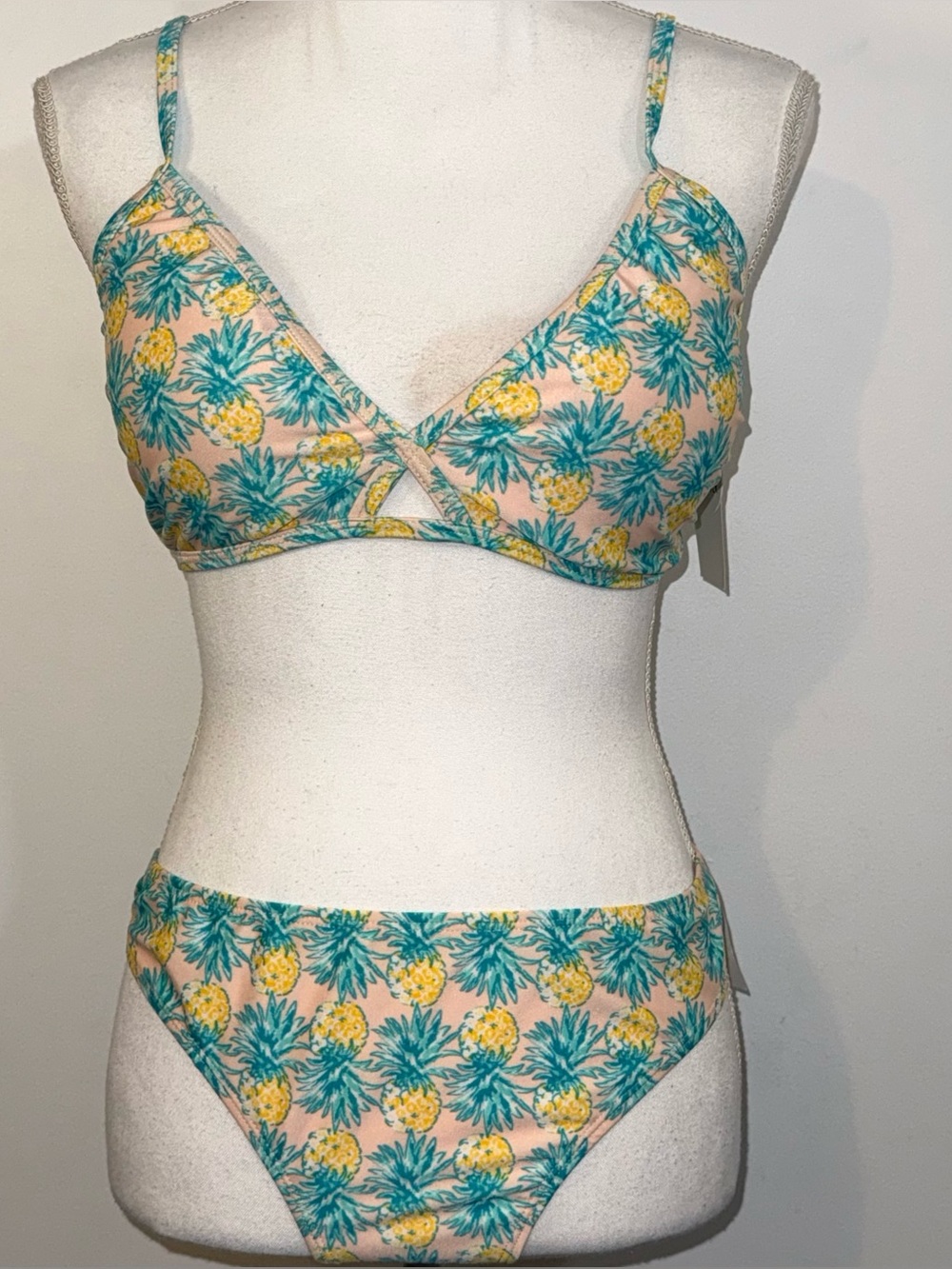 Hot Water Pineapple Print Bikini Set XL NWT Tropical Swimwear